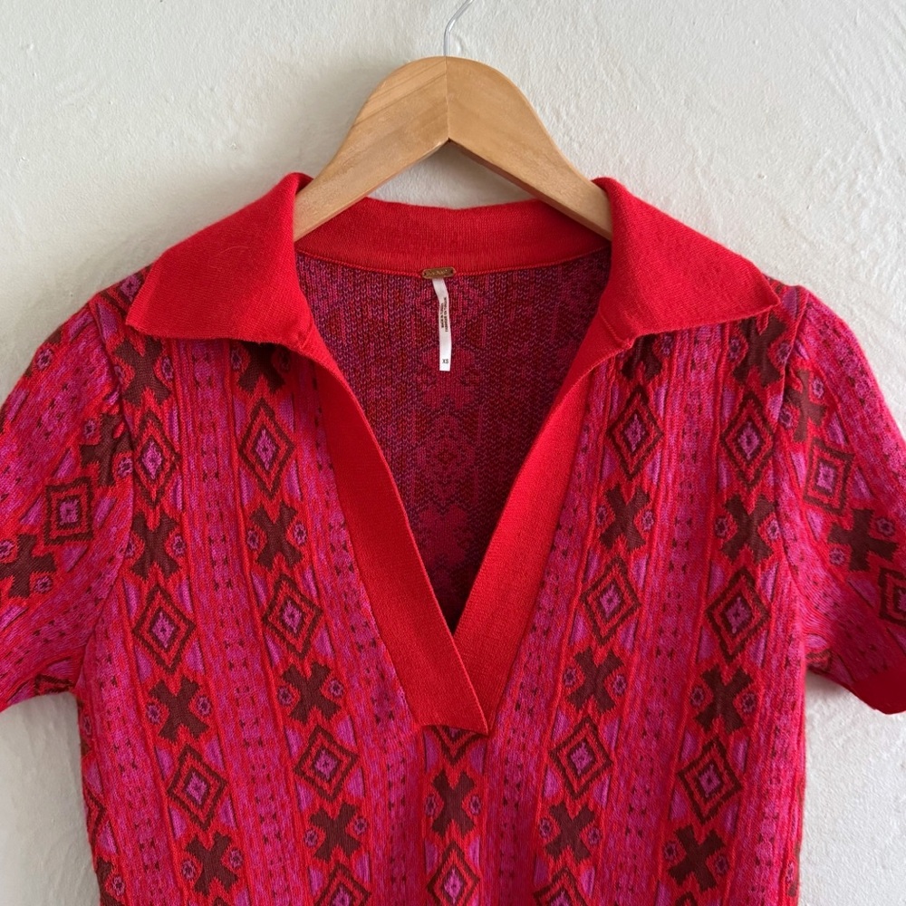 Free People Kitt Red Mini Dress Size XS - Picture 3 of 7